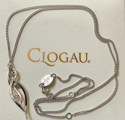 Clogau Natures Wonders Swallow Waterfalls White Topaz pendant necklace 18-22” in silver & rose gold