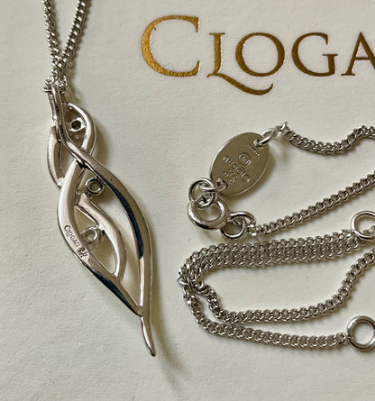 Clogau Natures Wonders Swallow Waterfalls White Topaz pendant necklace 18-22” in silver & rose gold
