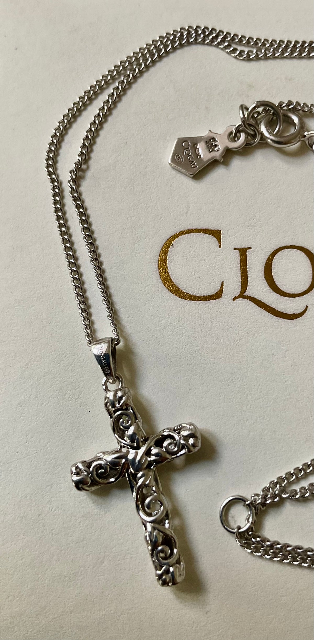 Clogau Tree of Life filigree cross pendant 18-22” necklace silver and rose gold