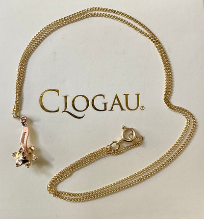Vintage Clogau Daffodil pendant necklace 18” in yellow and rose gold