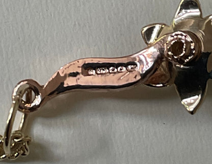 Vintage Clogau Daffodil pendant necklace 18” in yellow and rose gold