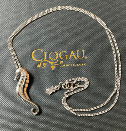 Clogau Seahorse pendant necklace in silver and rose gold 20”