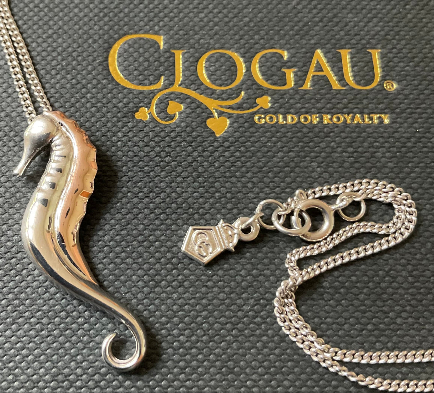 Clogau Seahorse pendant necklace in silver and rose gold 20”