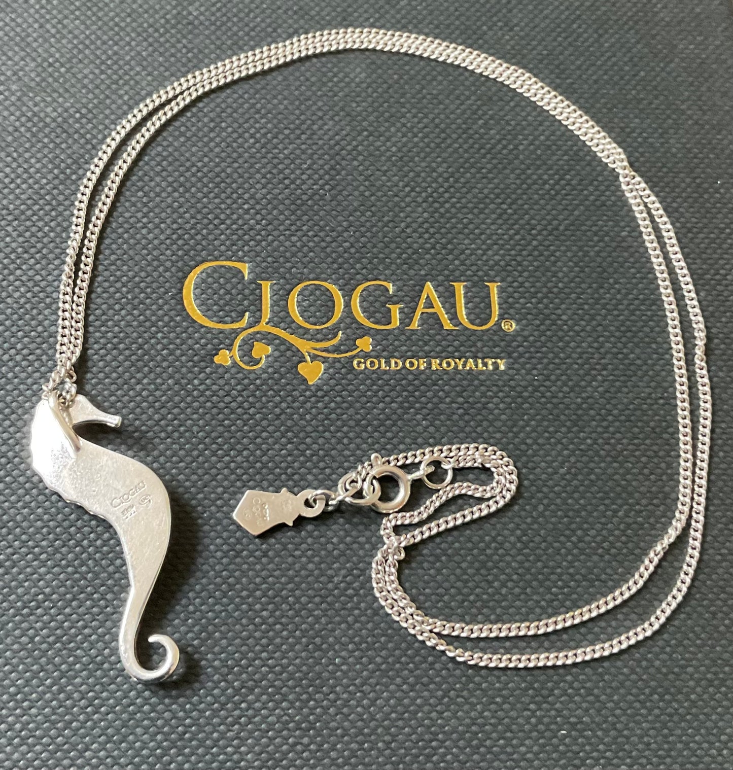 Clogau Seahorse pendant necklace in silver and rose gold 20”