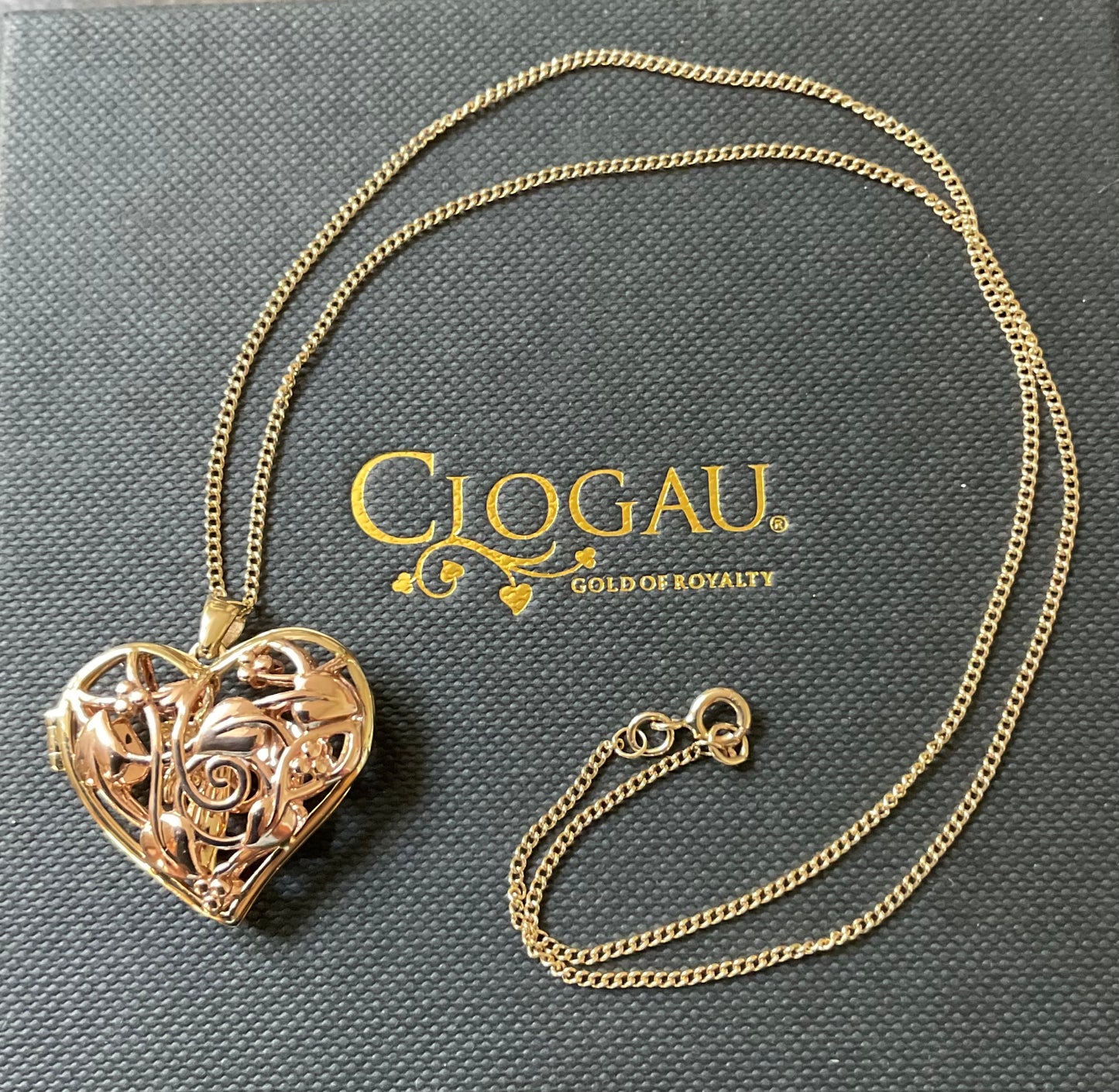 Vintage Clogau 9ct Tree of Life Fairy Heart locket necklace 18” in yellow and rose gold RRP £1,210