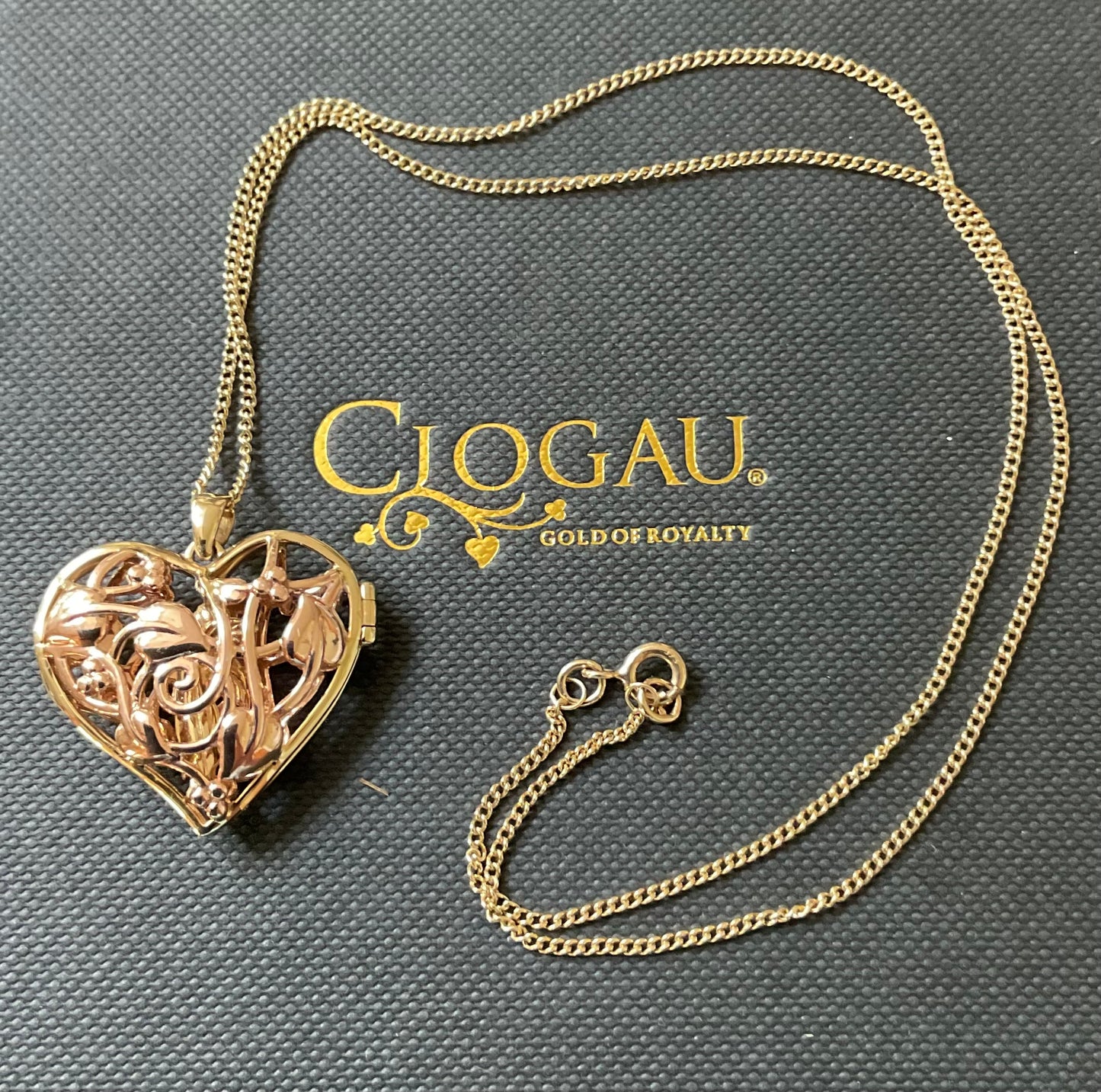 Vintage Clogau 9ct Tree of Life Fairy Heart locket necklace 18” in yellow and rose gold RRP £1,210
