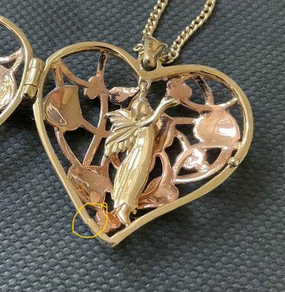 Vintage Clogau 9ct Tree of Life Fairy Heart locket necklace 18” in yellow and rose gold RRP £1,210