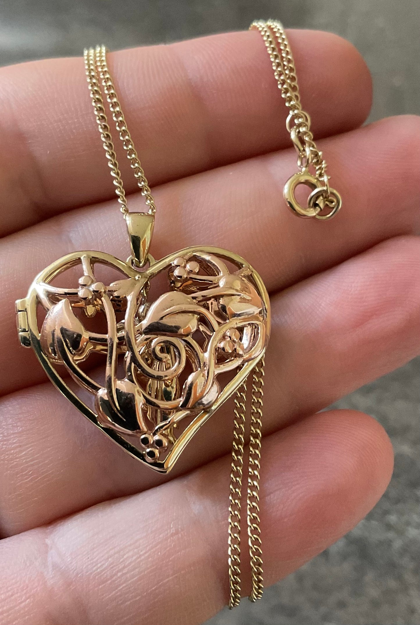 Vintage Clogau 9ct Tree of Life Fairy Heart locket necklace 18” in yellow and rose gold RRP £1,210