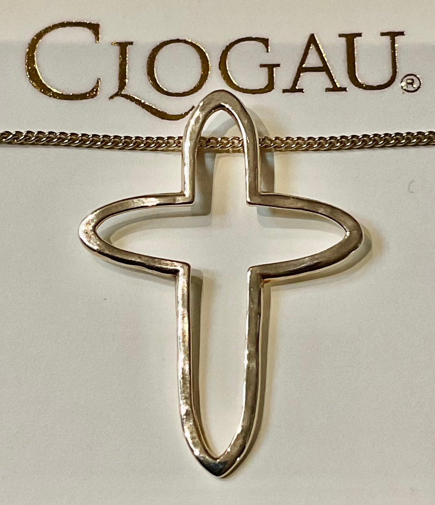 Vintage Clogau 9ct Sapphire Celtic Cross interchangeable pendant 18” necklace yellow and rose gold Sheffield Hallmark on cross