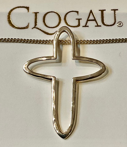 Vintage Clogau 9ct Sapphire Celtic Cross interchangeable pendant 18” necklace yellow and rose gold Sheffield Hallmark on cross