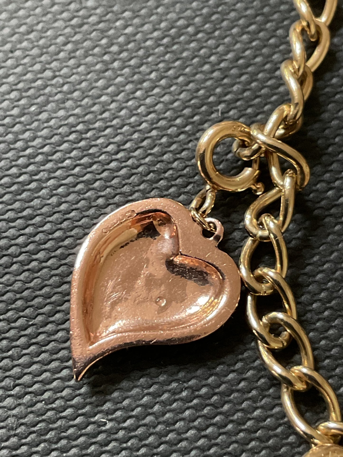 Vintage Clogau 9ct T-bar charm bracelet with 4 Clogau charms 19.5cm in yellow and rose gold