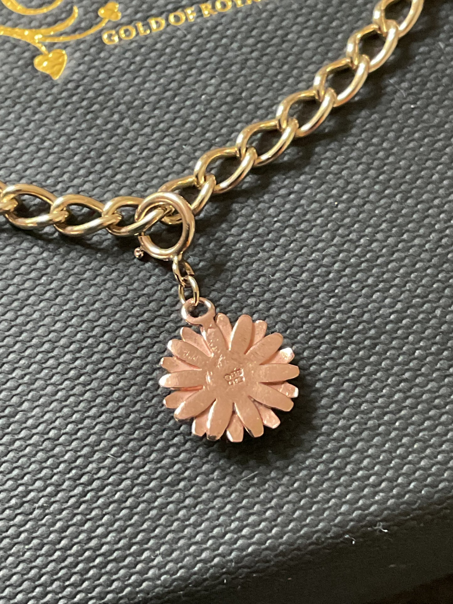 Vintage Clogau 9ct T-bar charm bracelet with 4 Clogau charms 19.5cm in yellow and rose gold