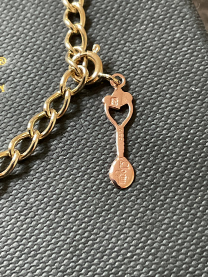Vintage Clogau 9ct T-bar charm bracelet with 4 Clogau charms 19.5cm in yellow and rose gold