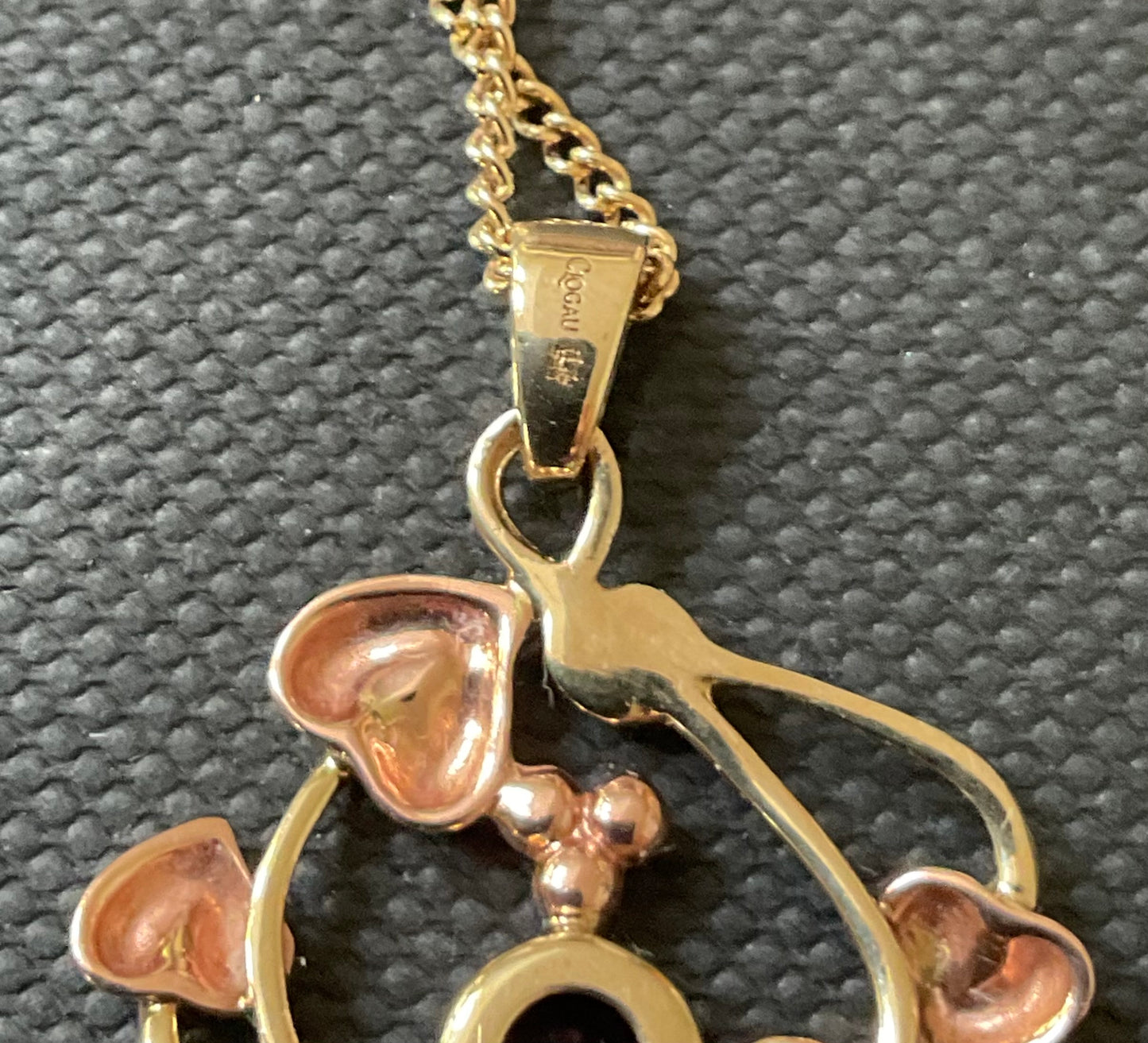 Clogau 9ct Amethyst and Diamond Love Vine pendant necklace 18” in yellow and rose gold
