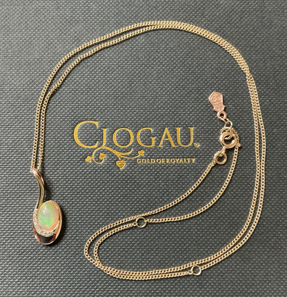 Clogau 9ct Opal and Diamond Serenade pendant necklace 18-22” in yellow and rose gold