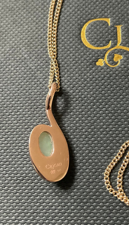 Clogau 9ct Opal and Diamond Serenade pendant necklace 18-22” in yellow and rose gold