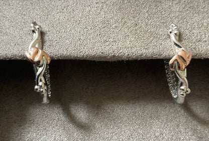 Clogau Tree of Life White Topaz creole hoop earrings in silver and rose gold