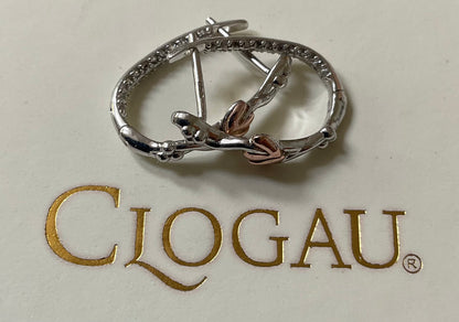 Clogau Tree of Life White Topaz creole hoop earrings in silver and rose gold