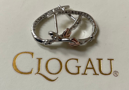 Clogau Tree of Life White Topaz creole hoop earrings in silver and rose gold