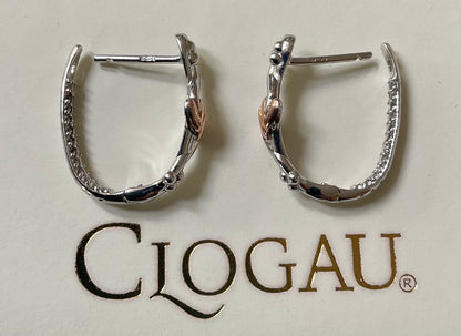 Clogau Tree of Life White Topaz creole hoop earrings in silver and rose gold