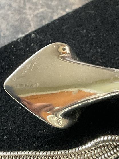 Handmade ARC 925 sterling silver Calla Lily and Pearl matching necklace, earrings and brooch set