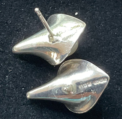Handmade ARC 925 sterling silver Calla Lily and Pearl matching necklace, earrings and brooch set