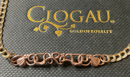 Vintage Clogau 9ct Cariad bracelet with safety padlock in yellow and rose gold