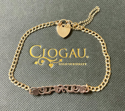 Vintage Clogau 9ct Cariad bracelet with safety padlock in yellow and rose gold