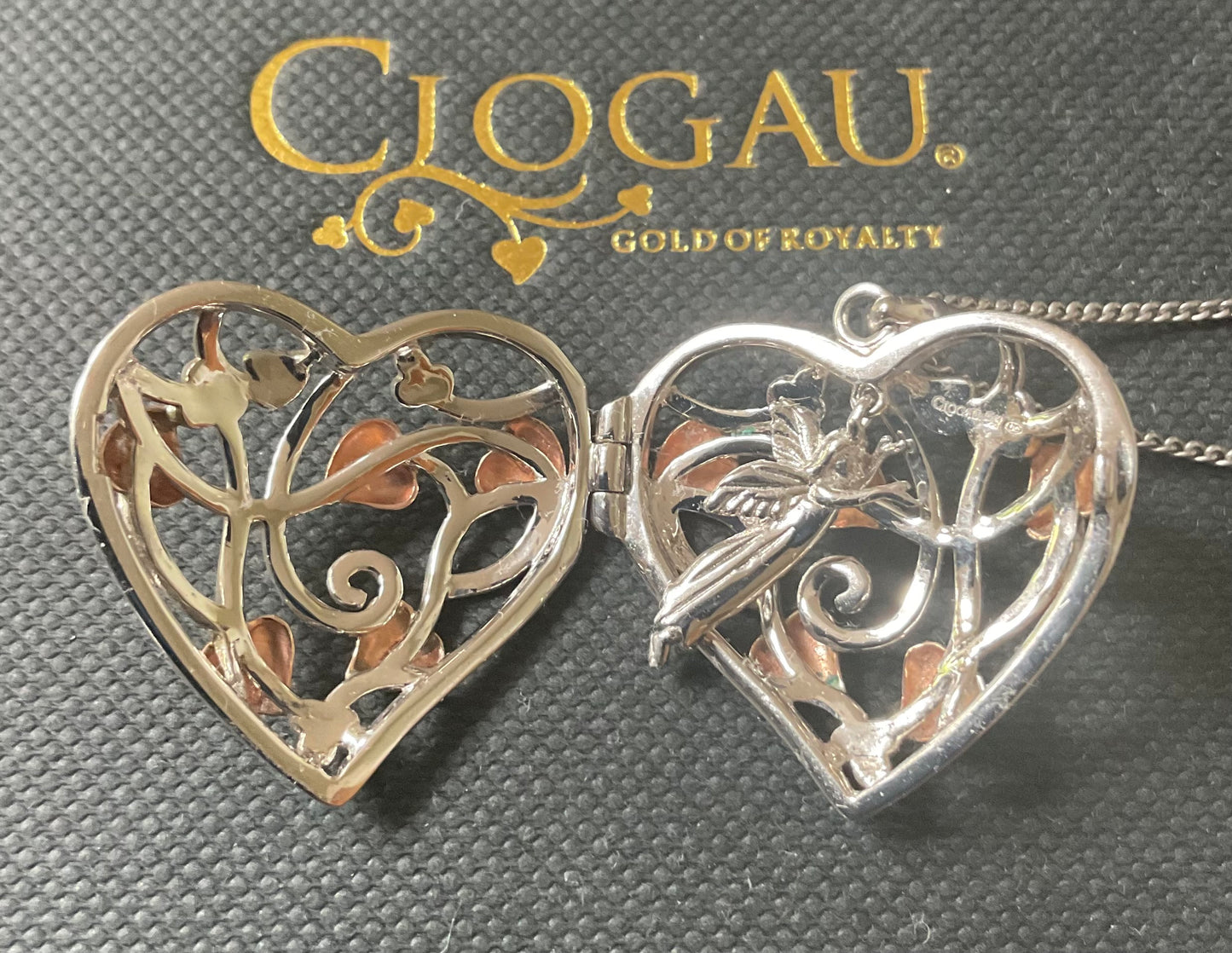 Clogau Large Fairy Heart Lockets necklace 18-22” in silver and rose gold RRP £330