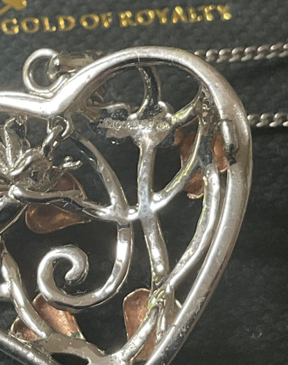 Clogau Large Fairy Heart Lockets necklace 18-22” in silver and rose gold RRP £330