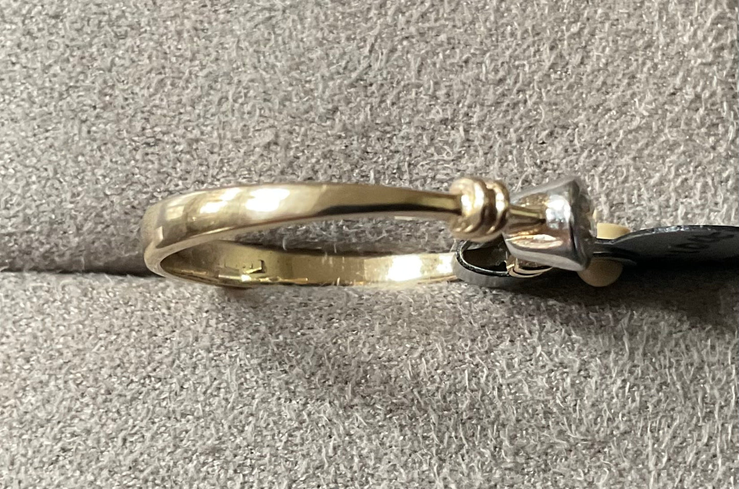 9ct Diamond solitaire bezel set engagement ring size M yellow gold and white gold