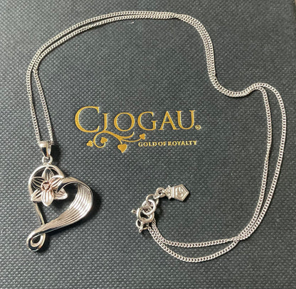 Clogau Diamond Daffodil Heart pendant necklace 18” in silver and rose gold