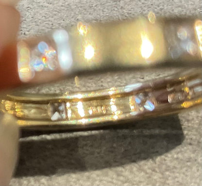 18ct Princess cut 0.40ct Diamond wedding band ring size O yellow gold 4.05g