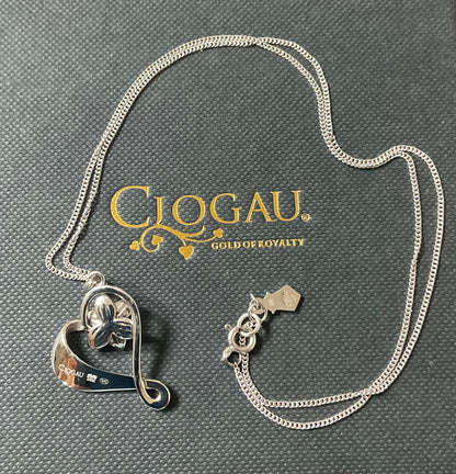Clogau Diamond Daffodil Heart pendant necklace 18” in silver and rose gold