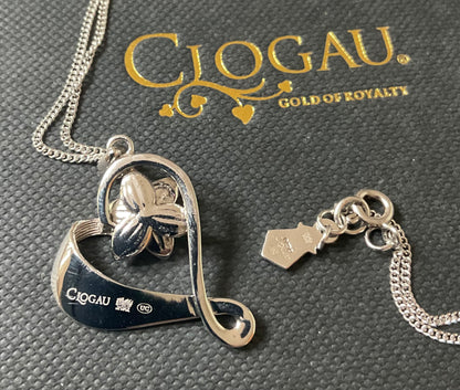 Clogau Diamond Daffodil Heart pendant necklace 18” in silver and rose gold