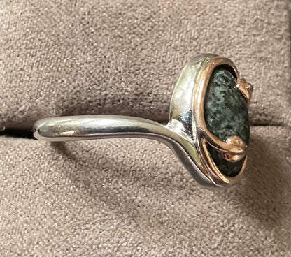 Clogau Preseli Bluestone Heart of Wales oval ring size S in silver and rose gold