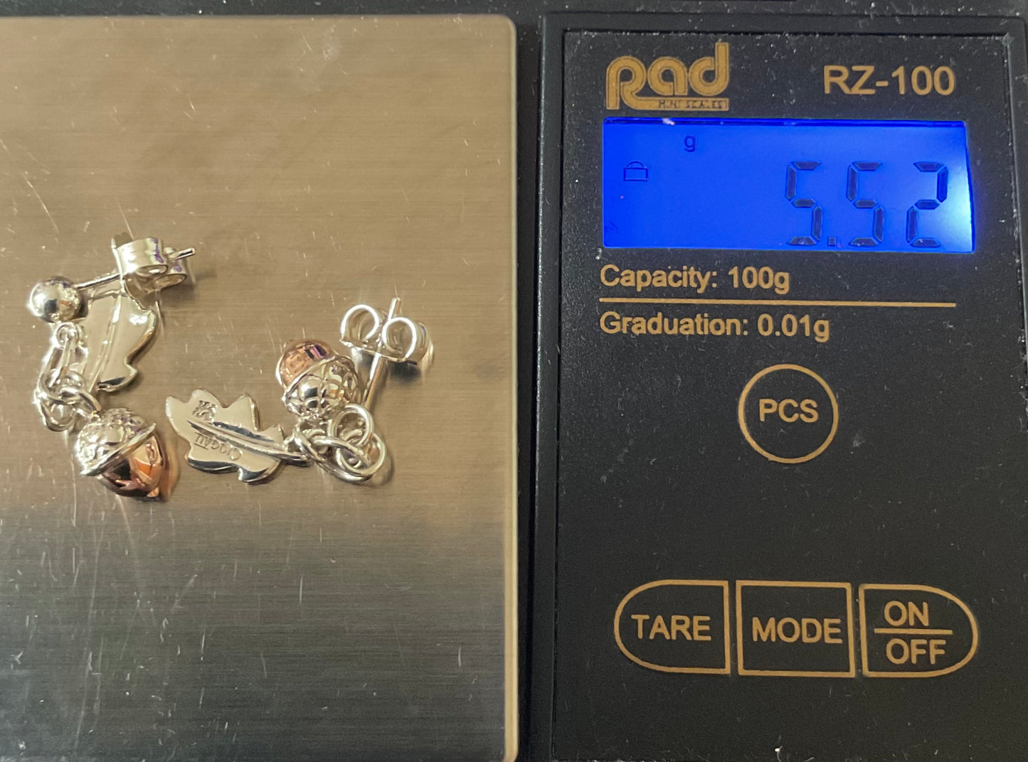 Clogau Royal Oak drop earrings in silver and rose gold