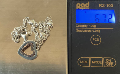 Clogau Tree of Life Inlay Heart bracelet in silver and rose gold 19cm