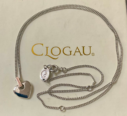 Clogau Cariad Heart pendant (small) necklace 18-22” in silver and rose gold
