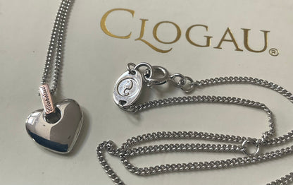 Clogau Cariad Heart pendant (small) necklace 18-22” in silver and rose gold