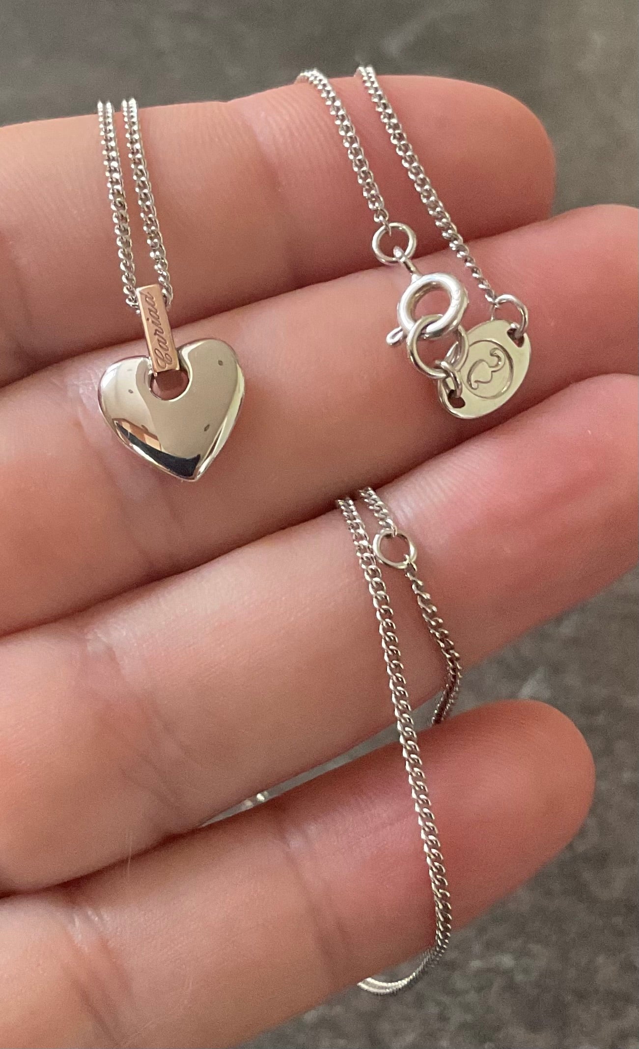 Clogau Cariad Heart pendant (small) necklace 18-22” in silver and rose gold