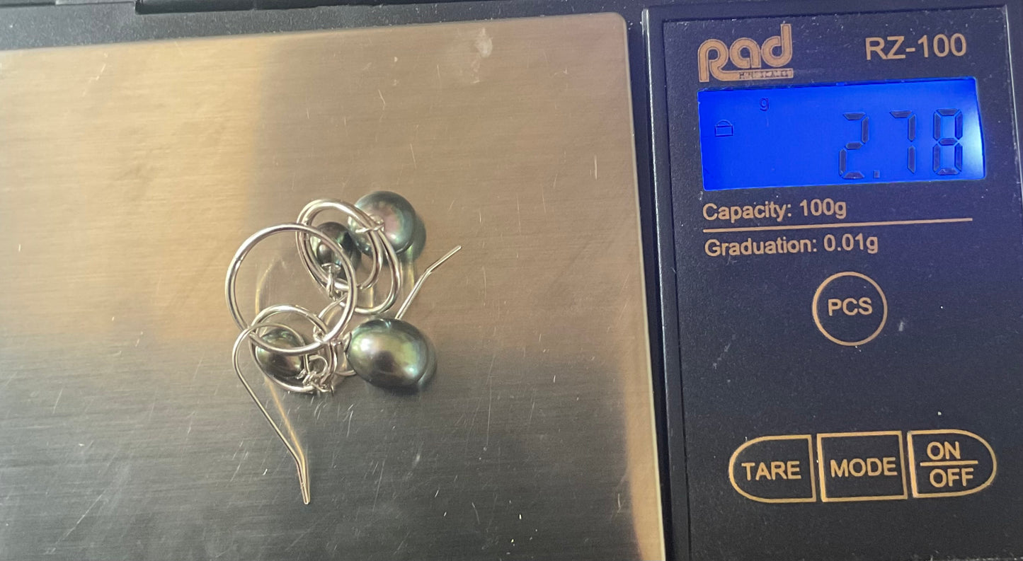 Honora 14K white gold Tahitian Pearls circles drop earrings