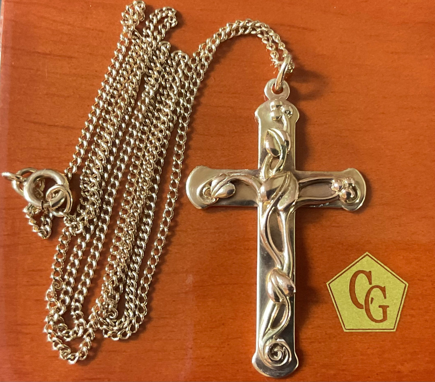 Vintage Clogau 9ct Tree of Life cross pendant necklace 19” yellow gold 6.57g