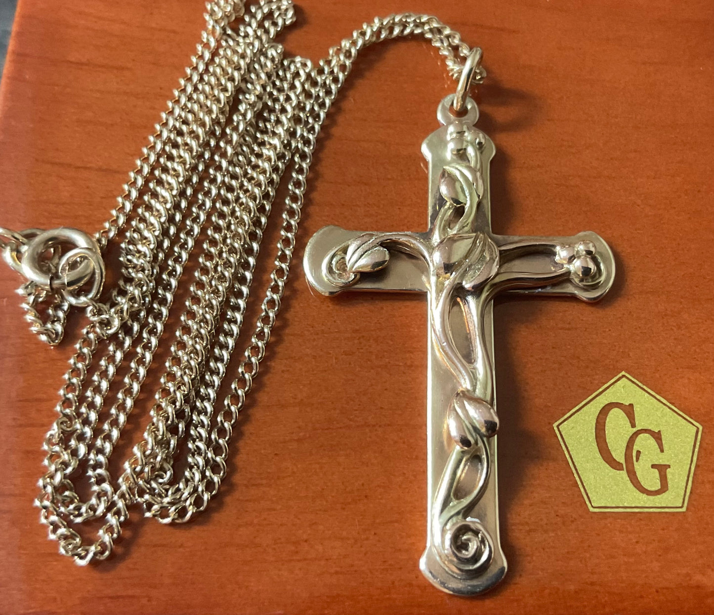 Vintage Clogau 9ct Tree of Life cross pendant necklace 19” yellow gold 6.57g