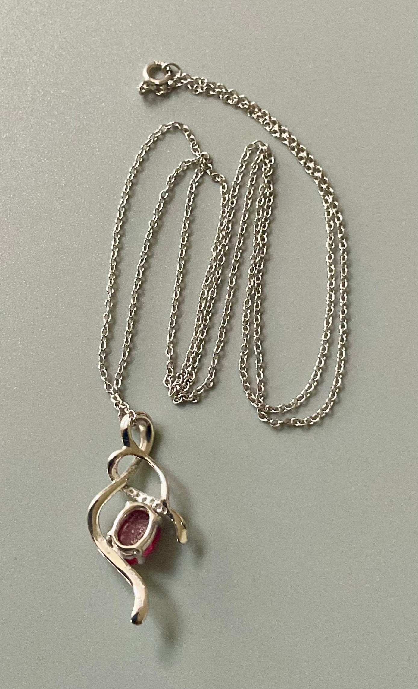 9ct Kallati Ruby and Diamond white gold pendant 18" necklace 0.85ct