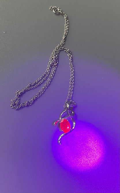 9ct Kallati Ruby and Diamond white gold pendant 18" necklace 0.85ct