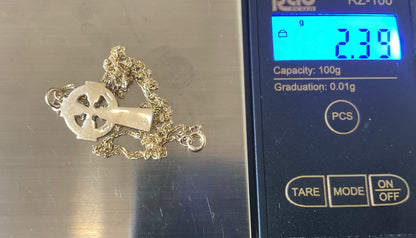 Vintage 9ct Celtic Cross pendant necklace 22” yellow gold hallmarked
