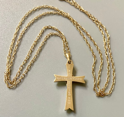 9ct Foot Prints in the Sand 'It was then that I carried you' 18" cross necklace