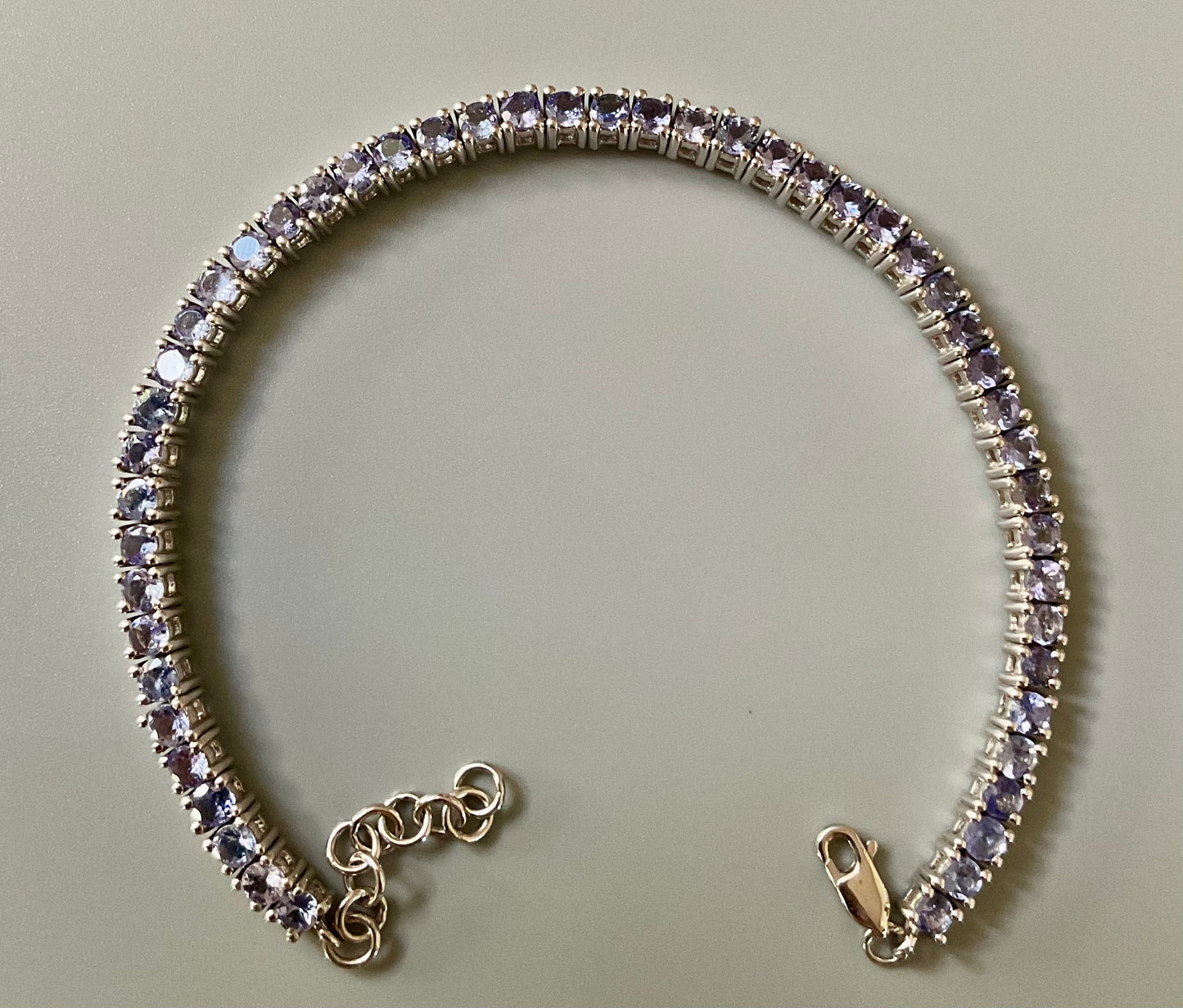 925 Tanzanite Tennis bracelet Hallmarked TGGC 20-22.5cm sterling silver 17.36g