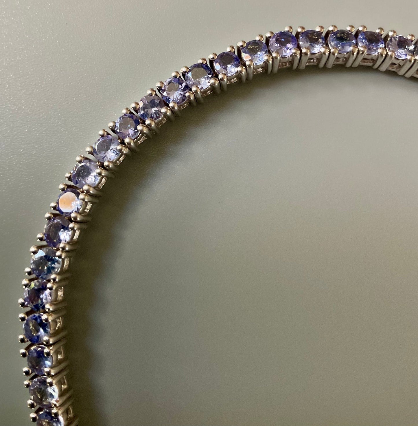 925 Tanzanite Tennis bracelet Hallmarked TGGC 20-22.5cm sterling silver 17.36g